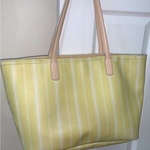 Coach Legacy Weekend Ticking Stripe Yellow Tote Bag